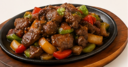 D6. Black Pepper Beef in Sizzling Iron Plate (DF)