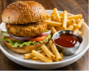 B8. Desi Patty Burger & Fries Combo (V)