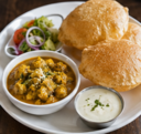 B11. Aloo Poori, Salad, & Yogurt Combo (V)